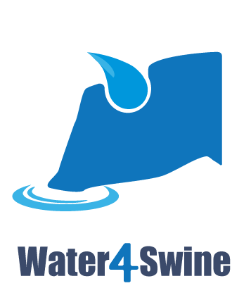 Water 4 swine logo - silhouette of a pig head drinking water